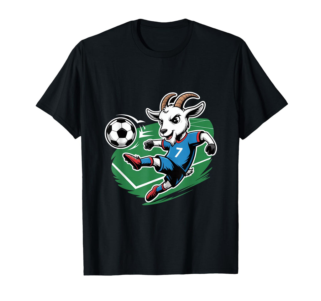 Football Goat Striker Number 7 Kicking T-Shirt - Trendy Graphic Unisex