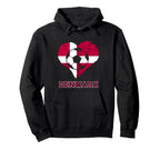 Denmark Heart Danish Soccer Team Denmark Hoodie - Graphic Print Unisex