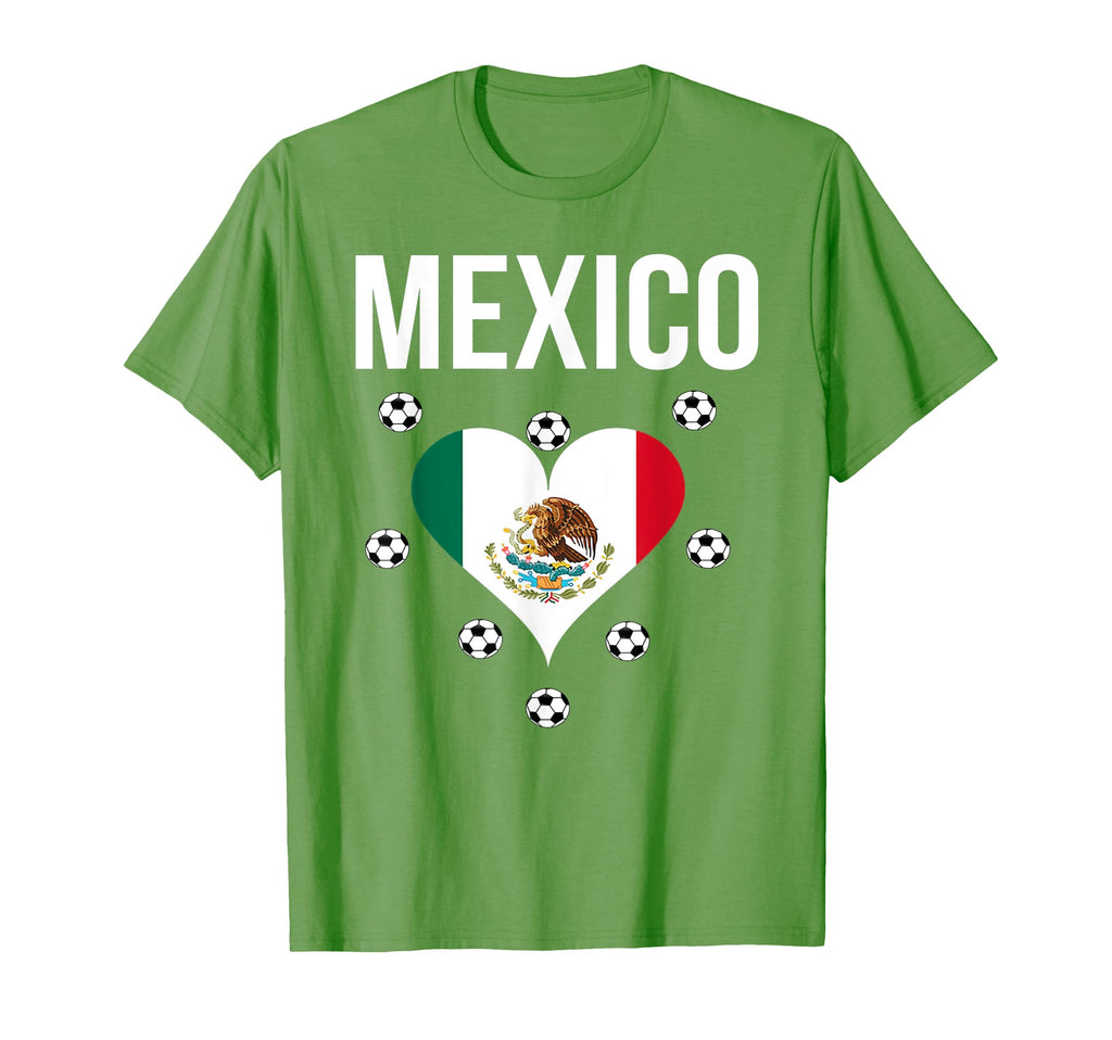 I Love Football Mexico Soccer Flag Ball T-Shirt - Graphic Print Unisex