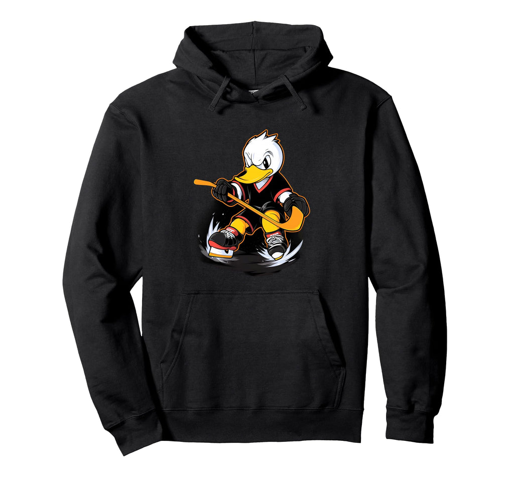 Duck Ice Hockey Player Hockey Stick Hoodie - Streetwear Style Men Women
