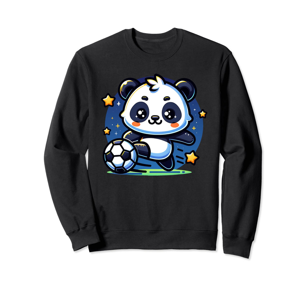 Soccer Player Panda Kicking Soccer Sweatshirt - Aesthetic Graphic Unisex