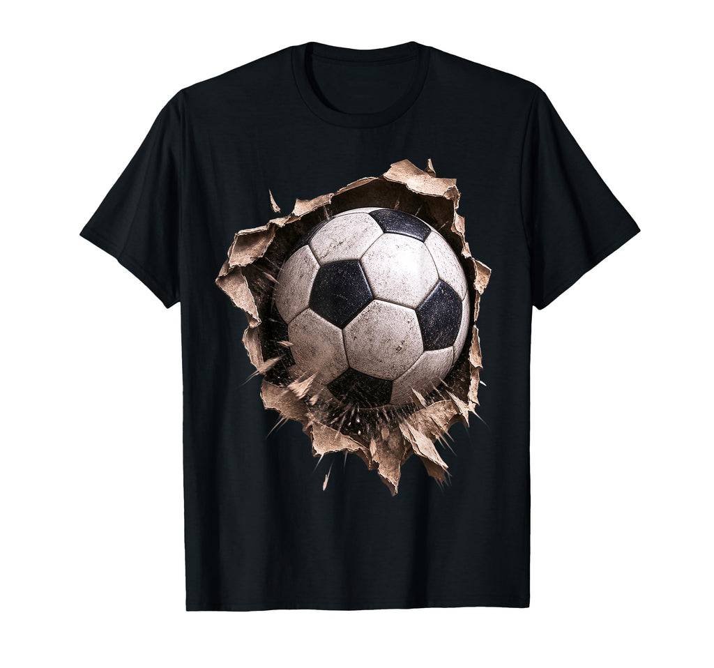 Soccer Ball Torn Fabric Bursting 3D T-Shirt - Fun Novelty Design Unisex