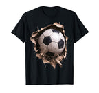 Soccer Ball Torn Fabric Bursting 3D T-Shirt - Fun Novelty Design Unisex
