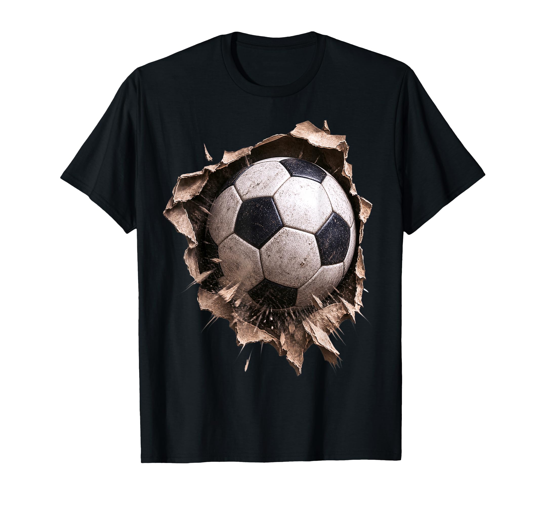 Soccer Ball Torn Fabric Bursting 3D T-Shirt - Fun Novelty Design Unisex