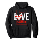 Love Soccer Funny Hearty Soccer Field Game Hoodie - Unique Graphic Unisex