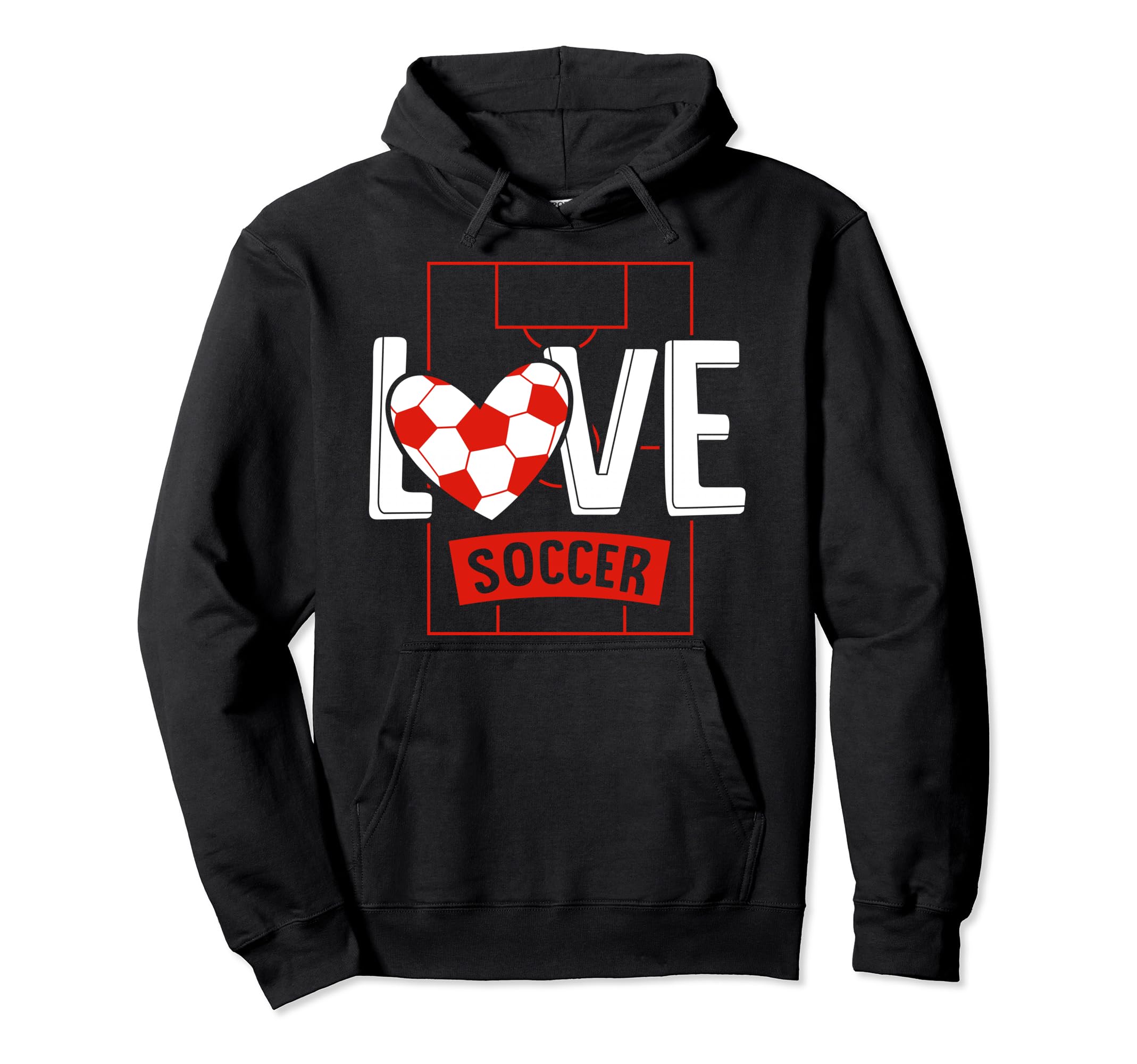 Love Soccer Funny Hearty Soccer Field Game Hoodie - Unique Graphic Unisex