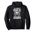 Proud Ice Hockey Goalie Grandpa Hockey Hoodie - Graphic Print Men Women
