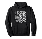I Kicked 100 Days School Soccer Hoodie - Minimalist Print for Adults