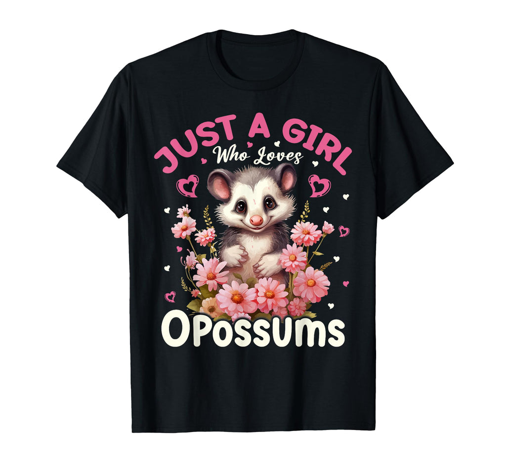 Just Who Loves Opossums Floral T-Shirt - Unique Graphic Unisex