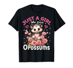 Just Who Loves Opossums Floral T-Shirt - Unique Graphic Unisex