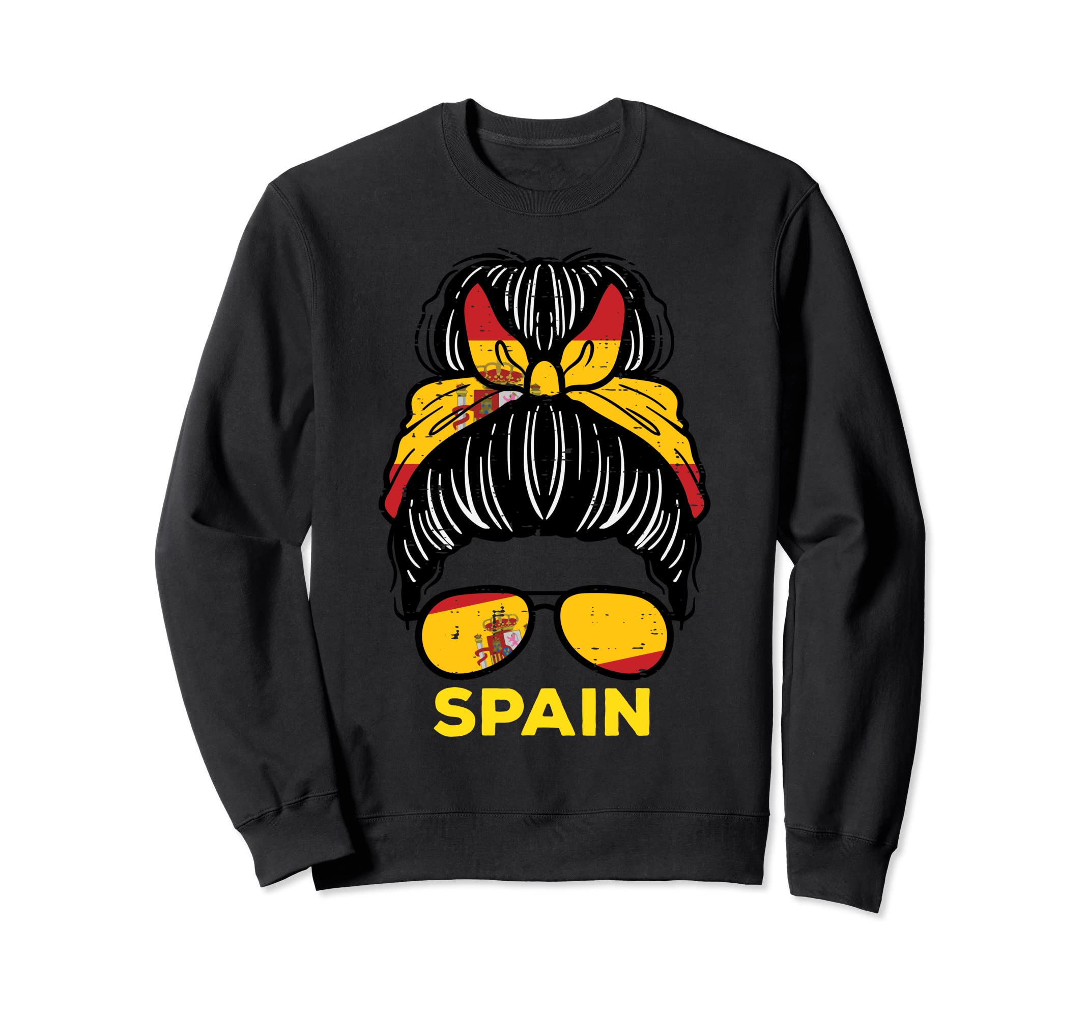 Spain Flag Spanish Hairbun Sweatshirt - Aesthetic Graphic for Adults