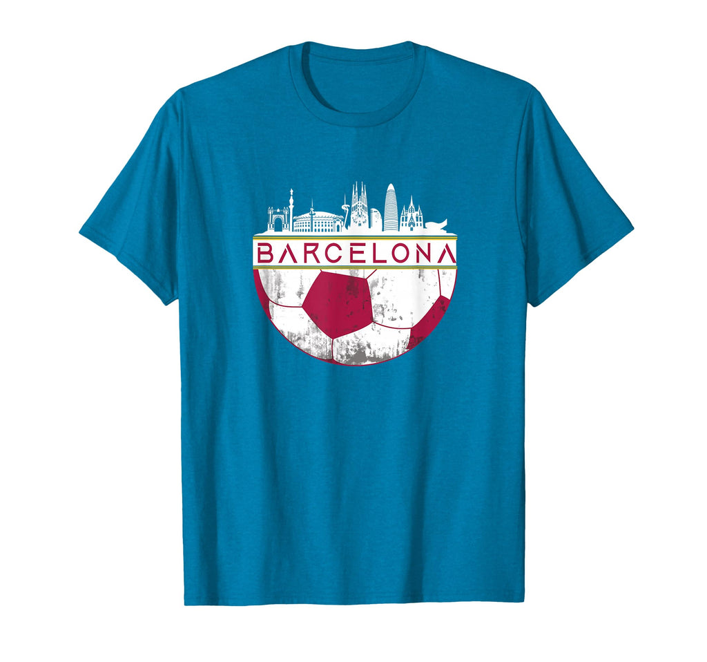 Barcelona City Skyline Soccer Sports T-Shirt - Unique Graphic for Adults