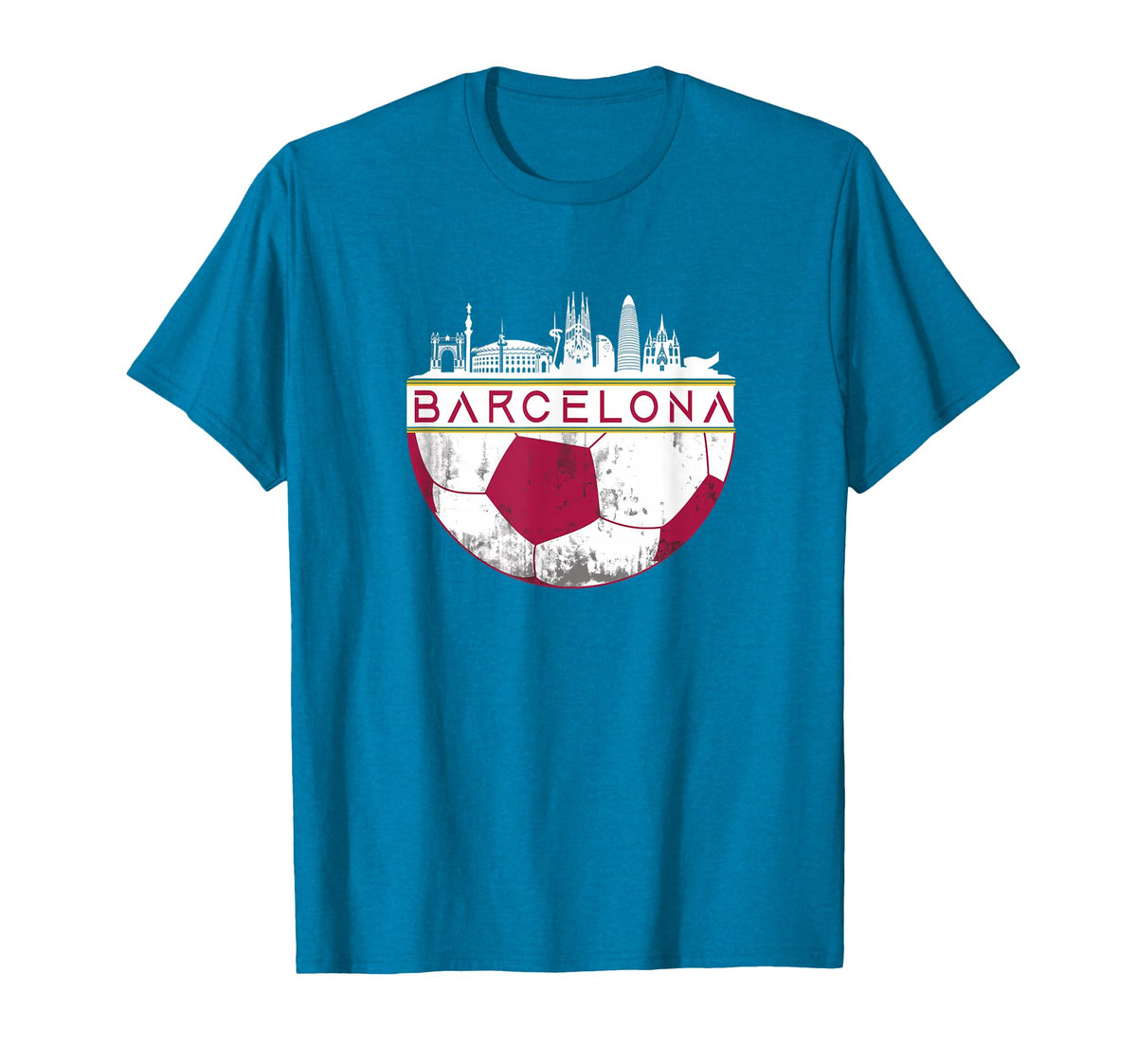 Barcelona City Skyline Soccer Sports T-Shirt - Unique Graphic for Adults