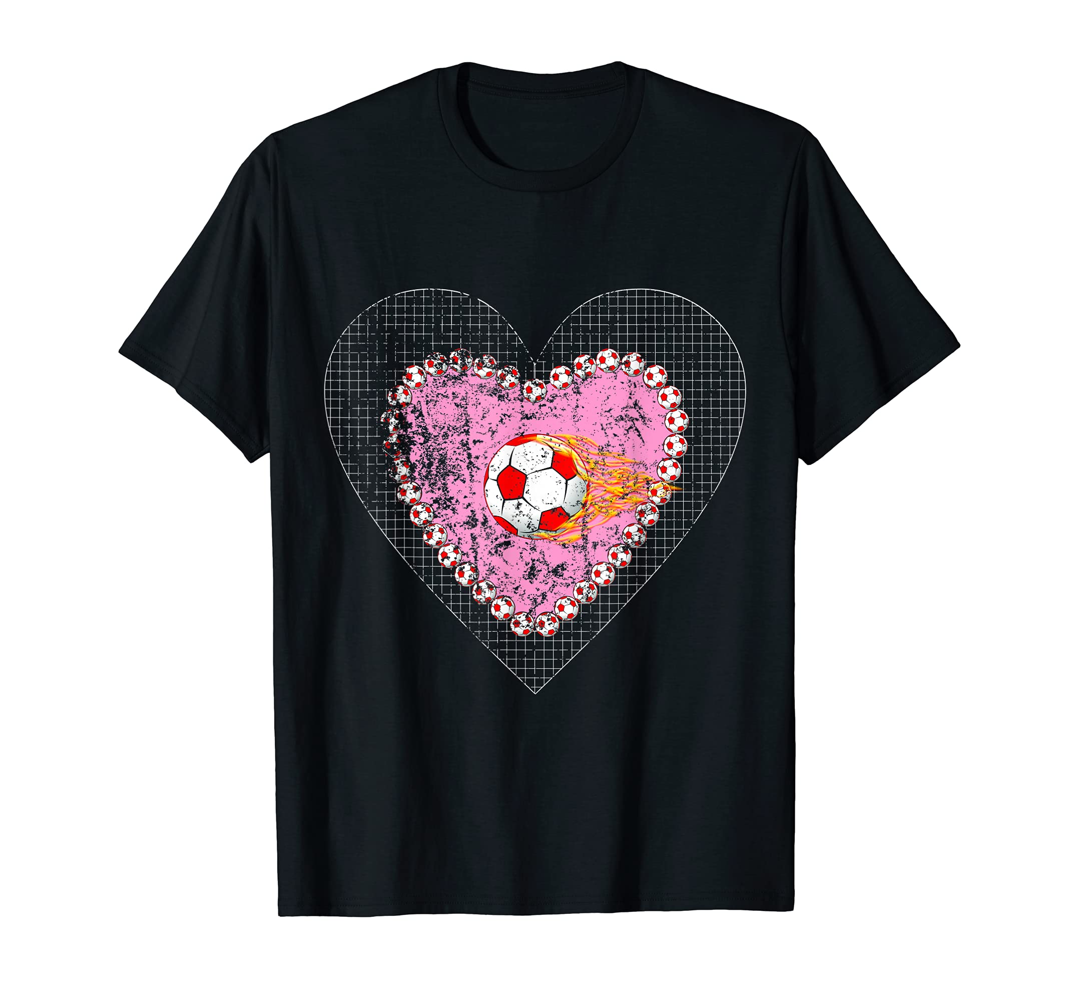 Valentine Heart Soccer Football Balls T-Shirt - Novelty Apparel Men Women
