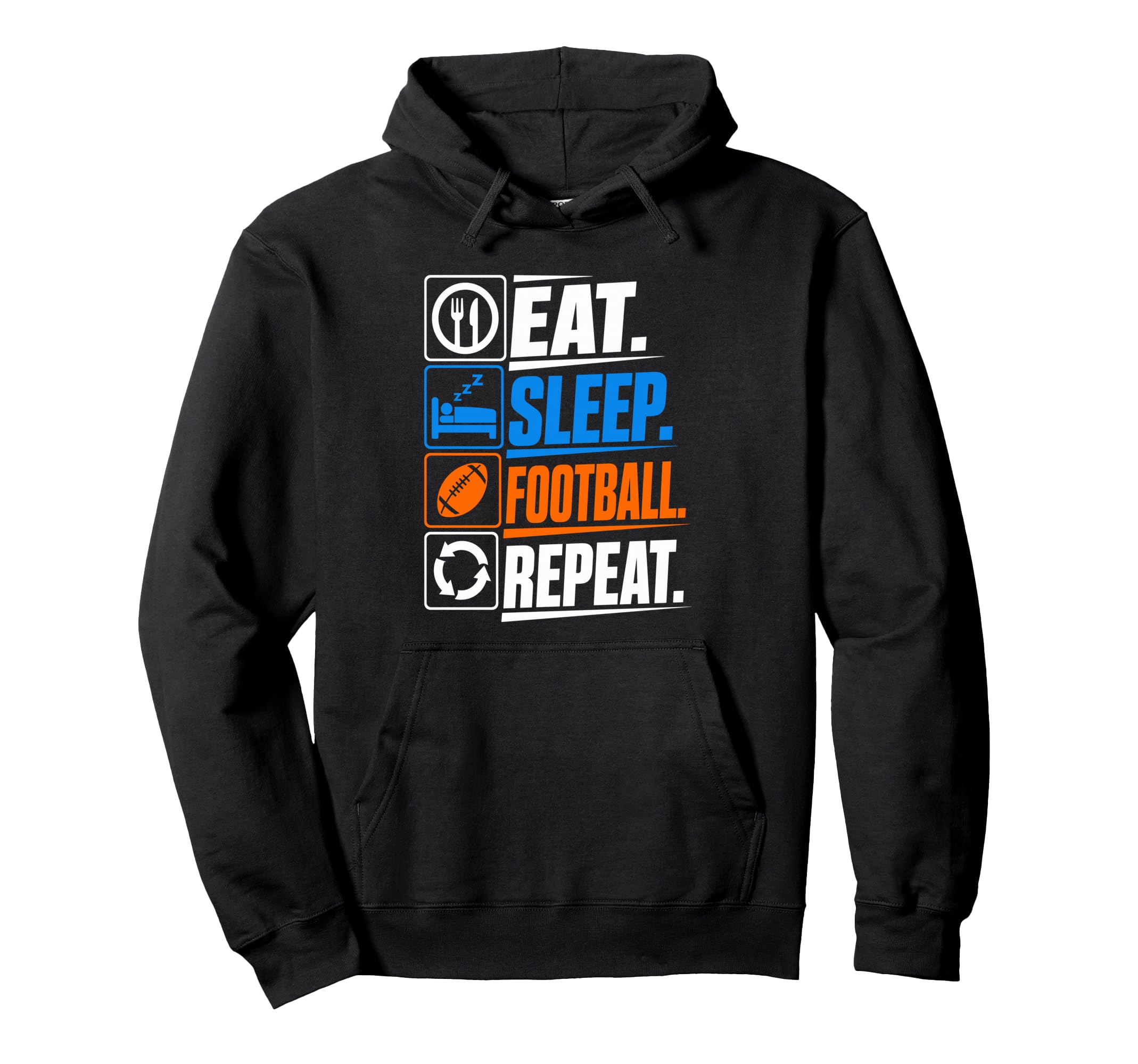 Eat Sleep Football Repeat Funny Sports Hoodie - Streetwear Style Unisex