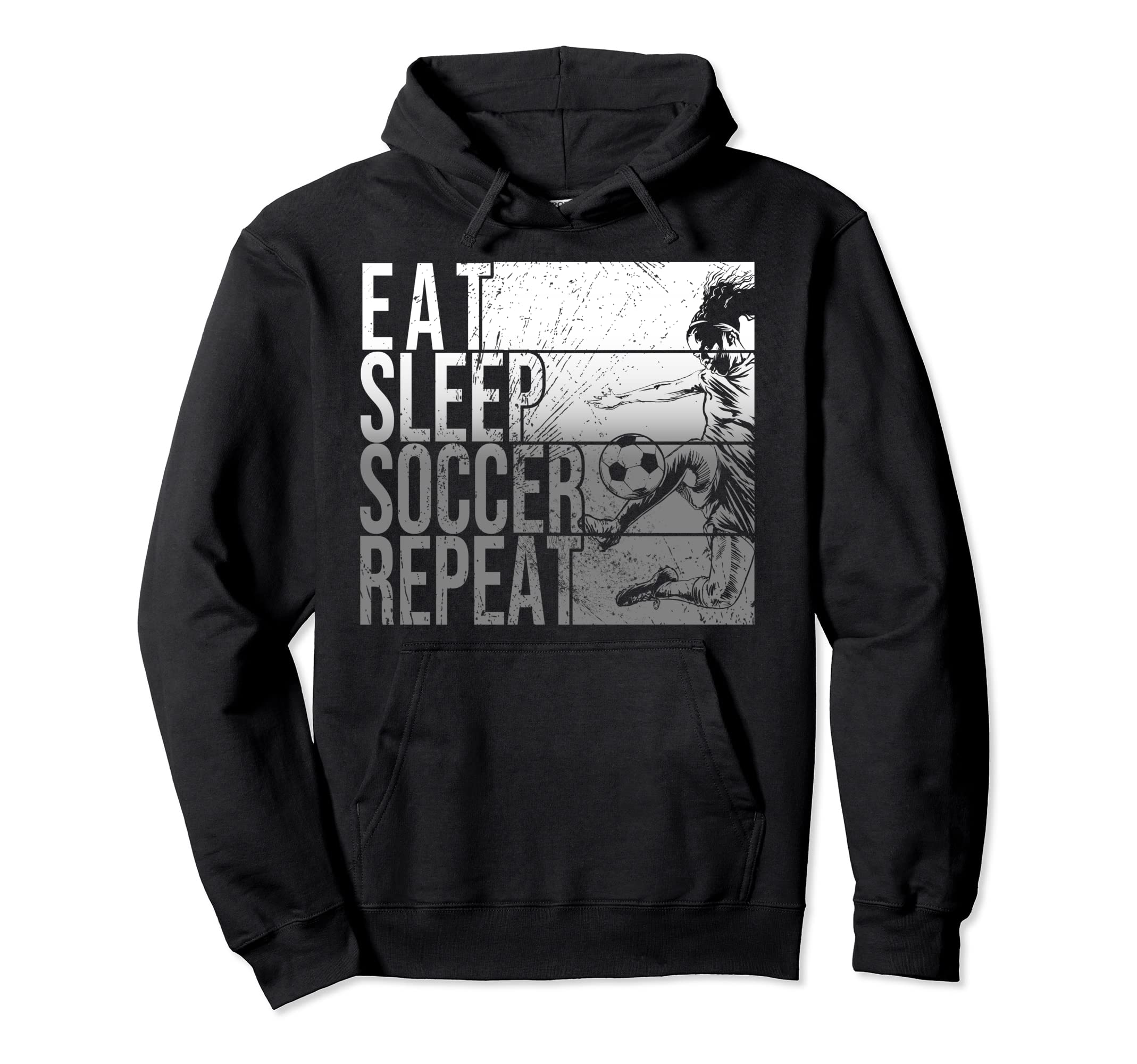 Eat Sleep Soccer Repeat Funny Footballer Hoodie - Unique Graphic Unisex