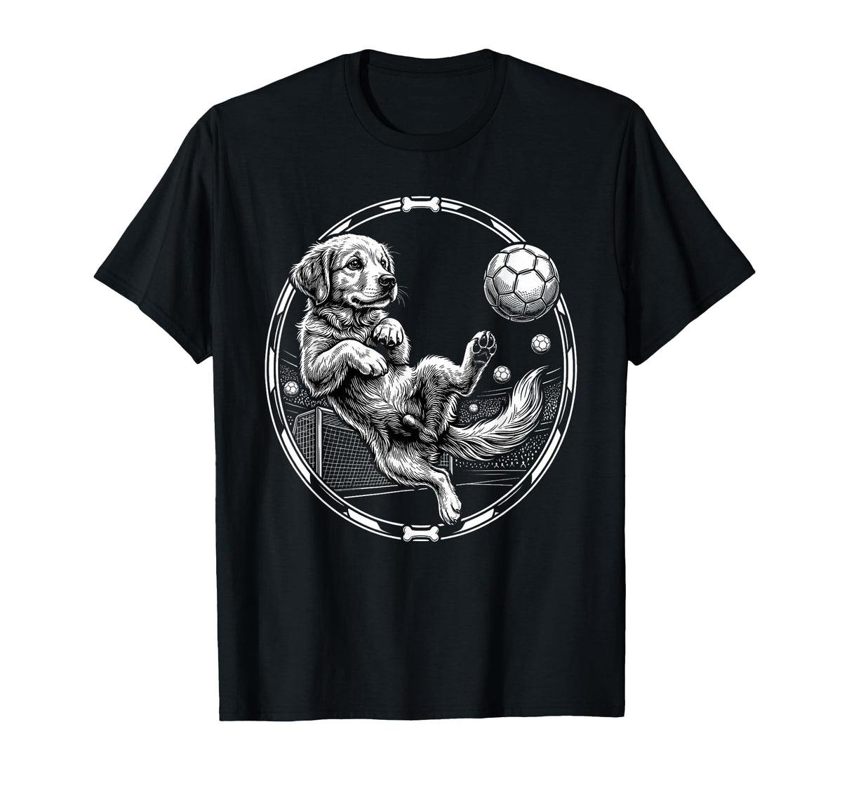 Golden Retriever Soccer Puppy Art Dog T-Shirt - Unique Graphic Unisex