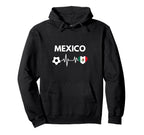 Mexico Flag Heartbeat Soccer Hoodie - Casual Everyday Wear Men Women