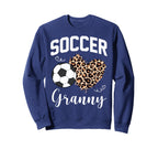 Soccer Granny Heart Leopard Mom Sweatshirt - Unique Graphic Men Women
