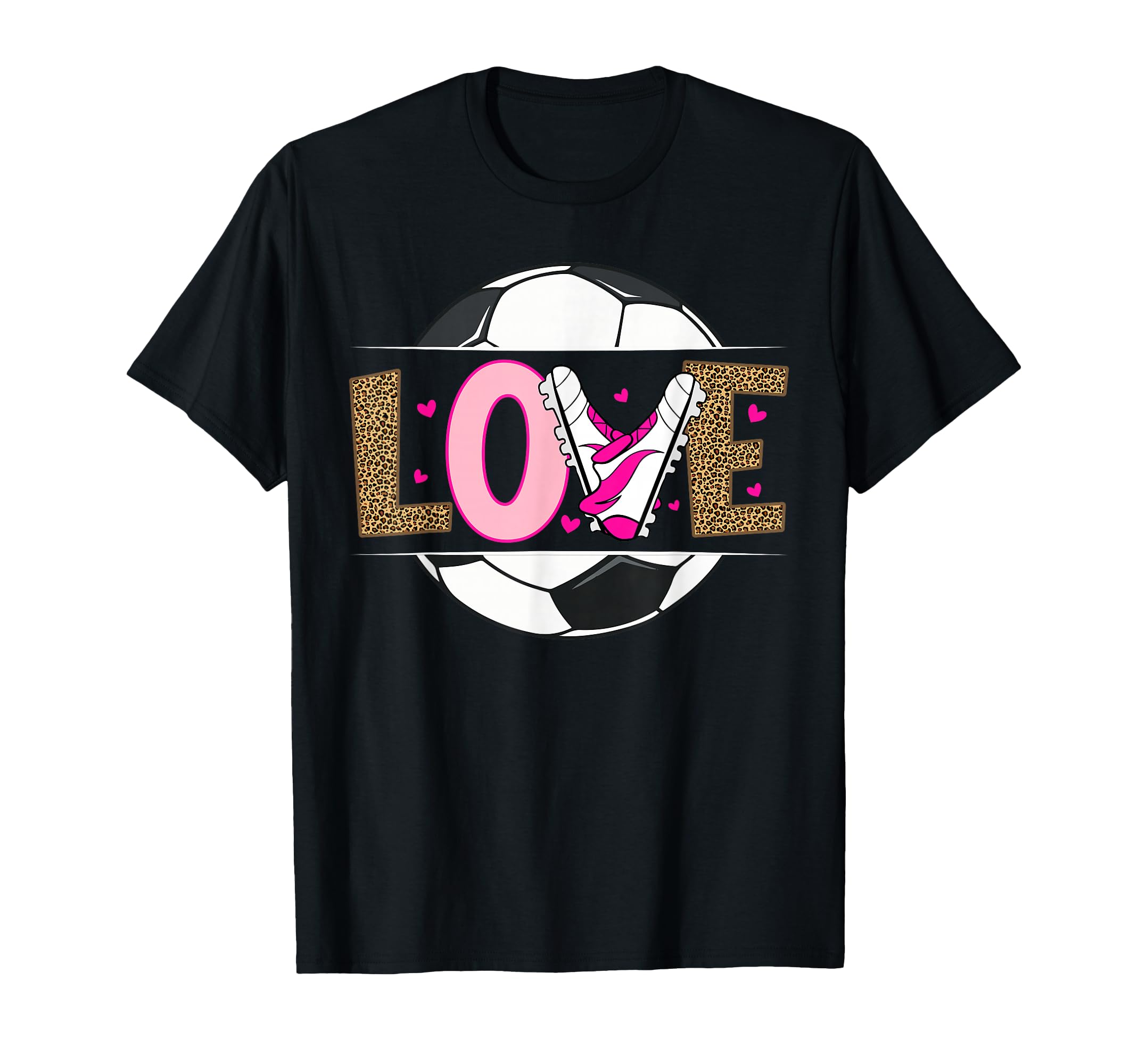 Love Soccer Leopard Soccer T-Shirt - Trendy Graphic Men Women