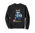 Funny Soccer Cat Cartoon Sports Sweatshirt - Casual Everyday Wear Unisex