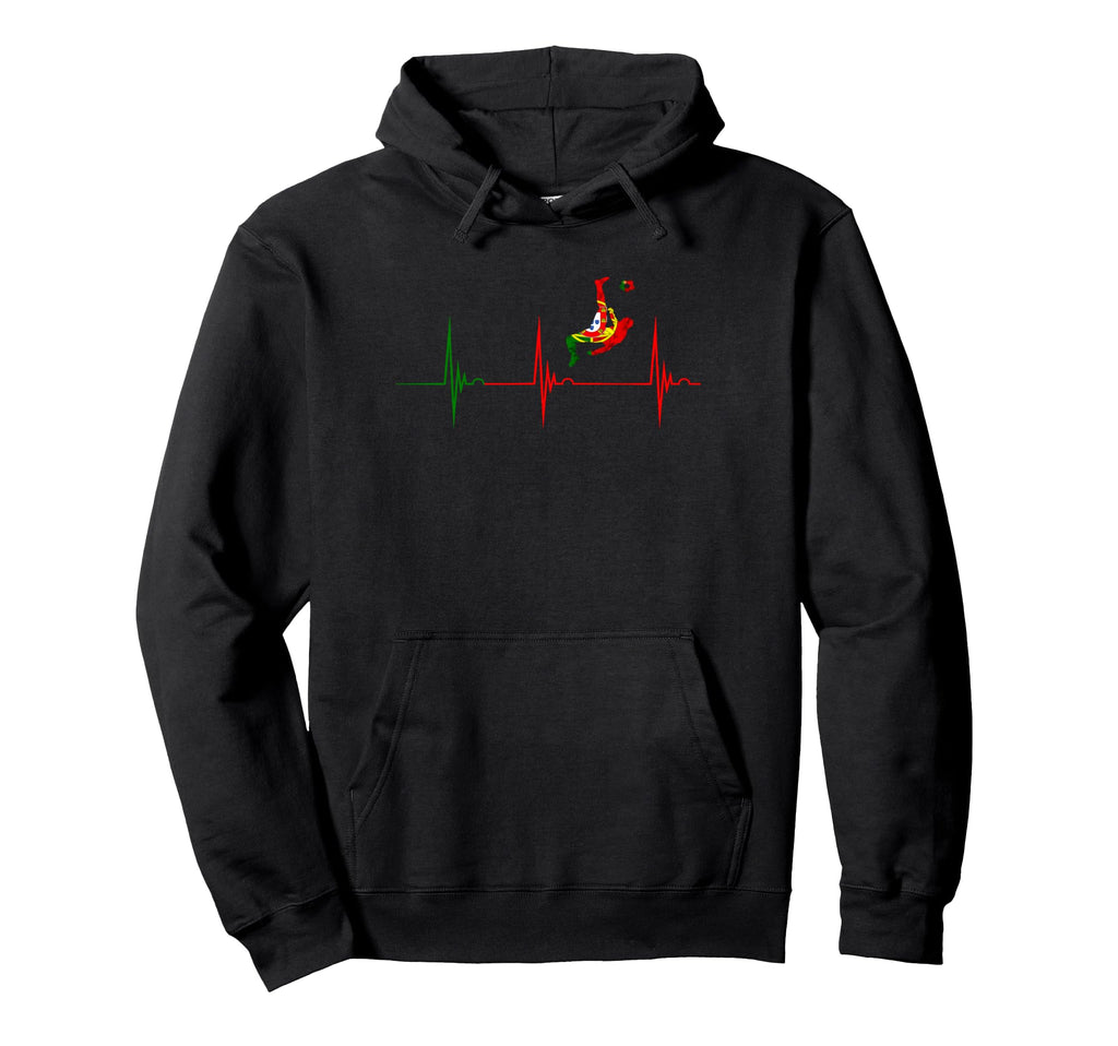 Heartbeat Ekg Pulse Portuguese Soccer Hoodie - Novelty Apparel for Adults