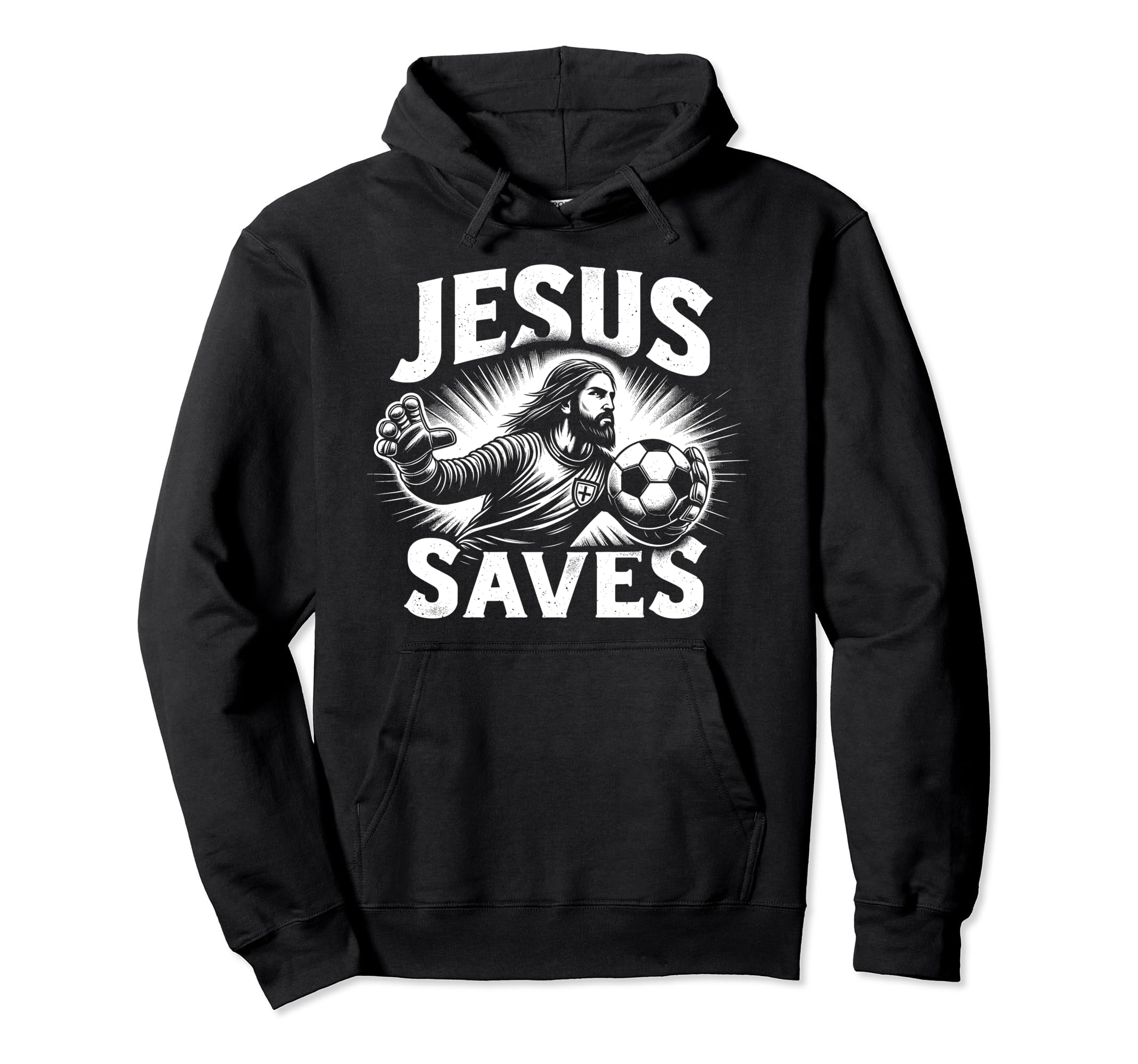 Jesus Saves Soccer Goalie Hoodie - Aesthetic Graphic for Adults