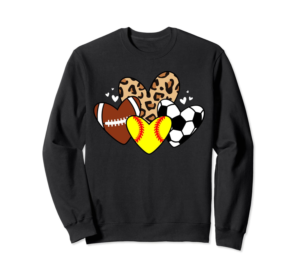 Softball Soccer Football Heart Funny Sweatshirt - Novelty Apparel Unisex