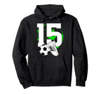 15Th Birthday Soccer Player Football 15 Hoodie - Trendy Graphic Unisex