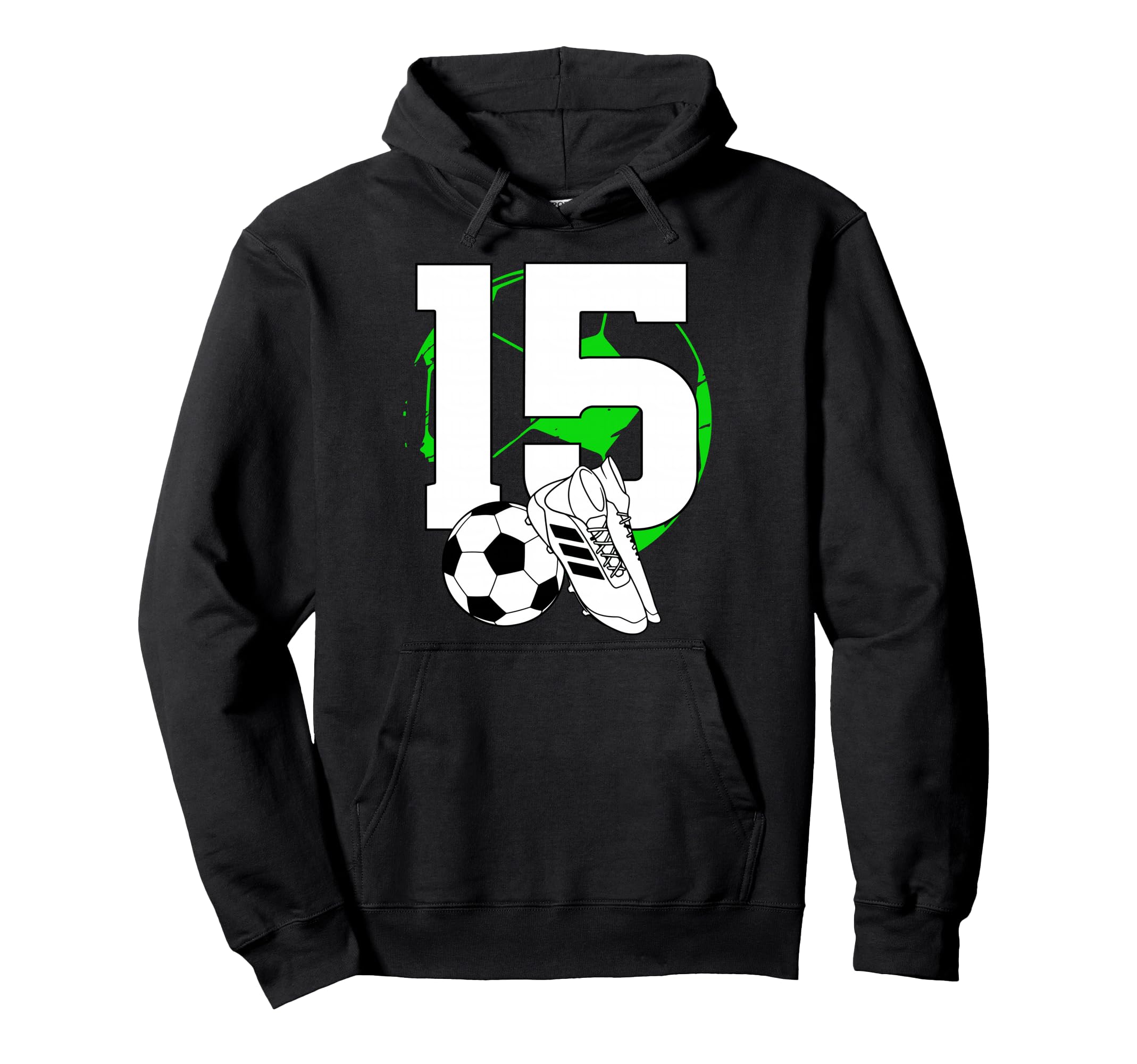 15Th Birthday Soccer Player Football 15 Hoodie - Trendy Graphic Unisex
