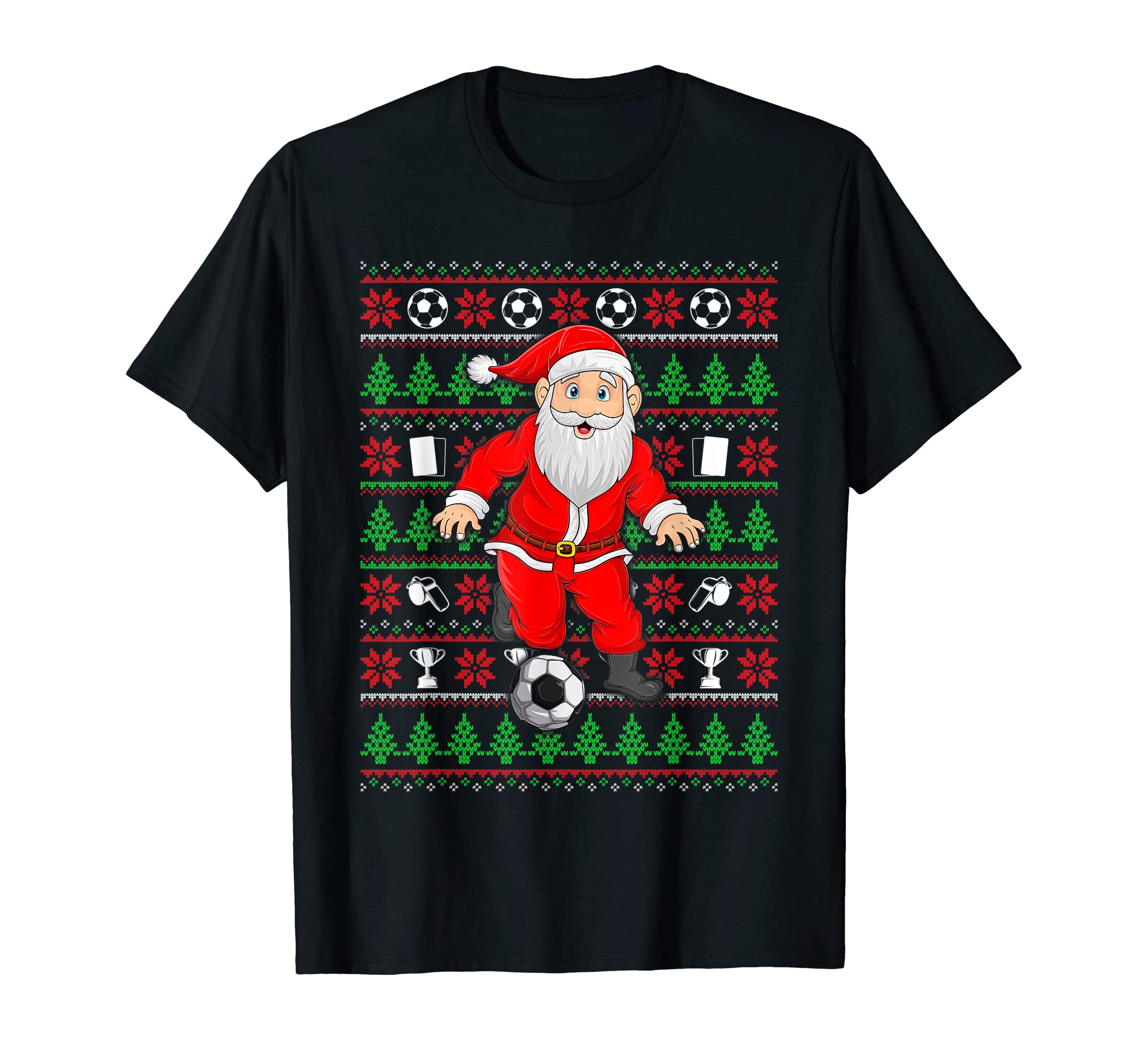 Ugly Santa Playing Soccer T-Shirt - Trendy Graphic Unisex