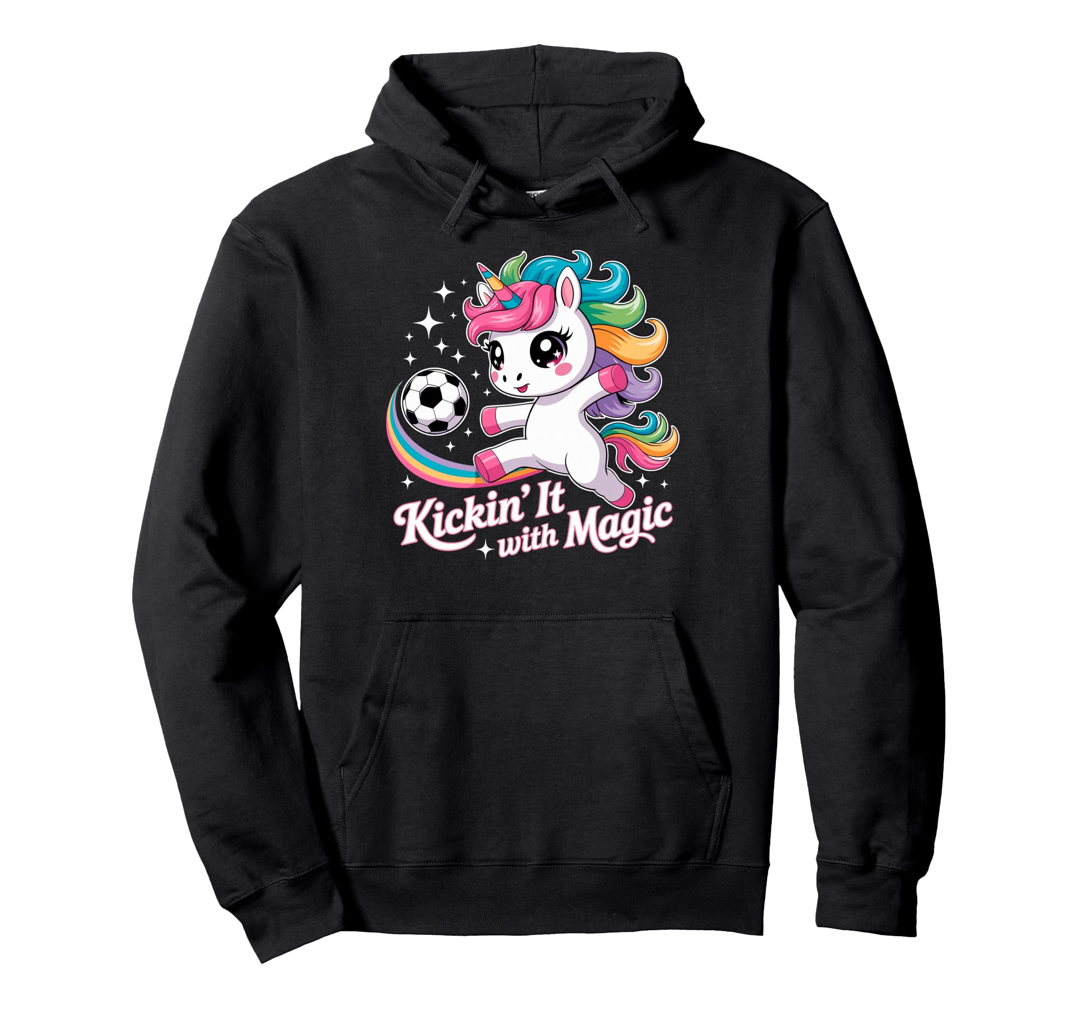 Unicorn Soccer Goalie Player Kickin It Hoodie - Trendy Graphic Men Women