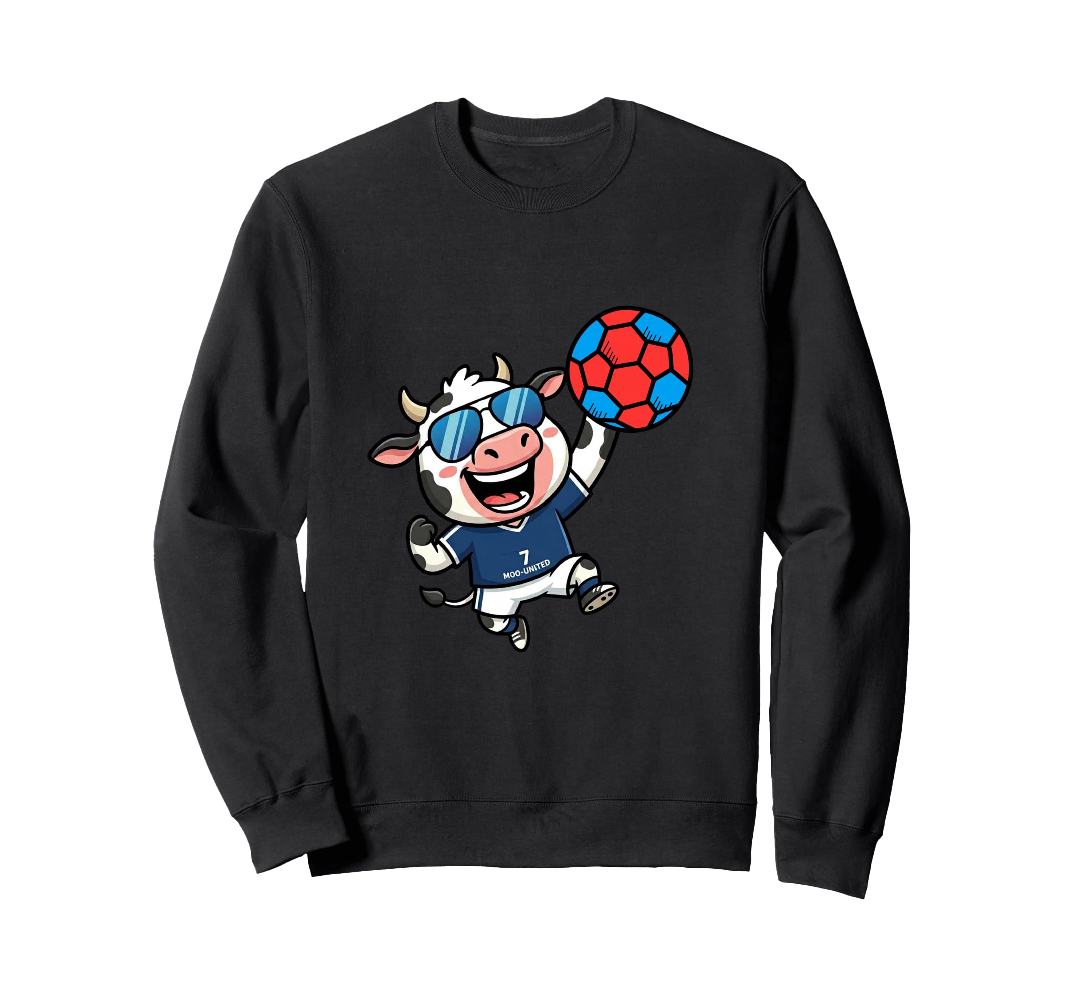 Moo United 7 Soccer Cow Athlete Fun Sweatshirt - Novelty Apparel Men Women