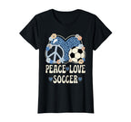 Peace Love Soccer Lover Outfit T-Shirt - Minimalist Print Men Women