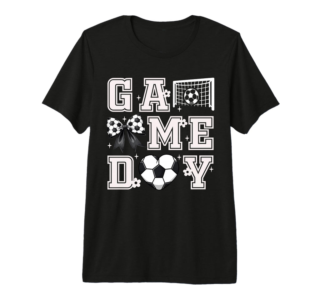 Soccer Coquette Bow Gameday Cheer T-Shirt - Casual Everyday Wear Men Women
