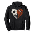 Mom Both Heart Soccer Baseball Sports Hoodie - Novelty Apparel for Adults