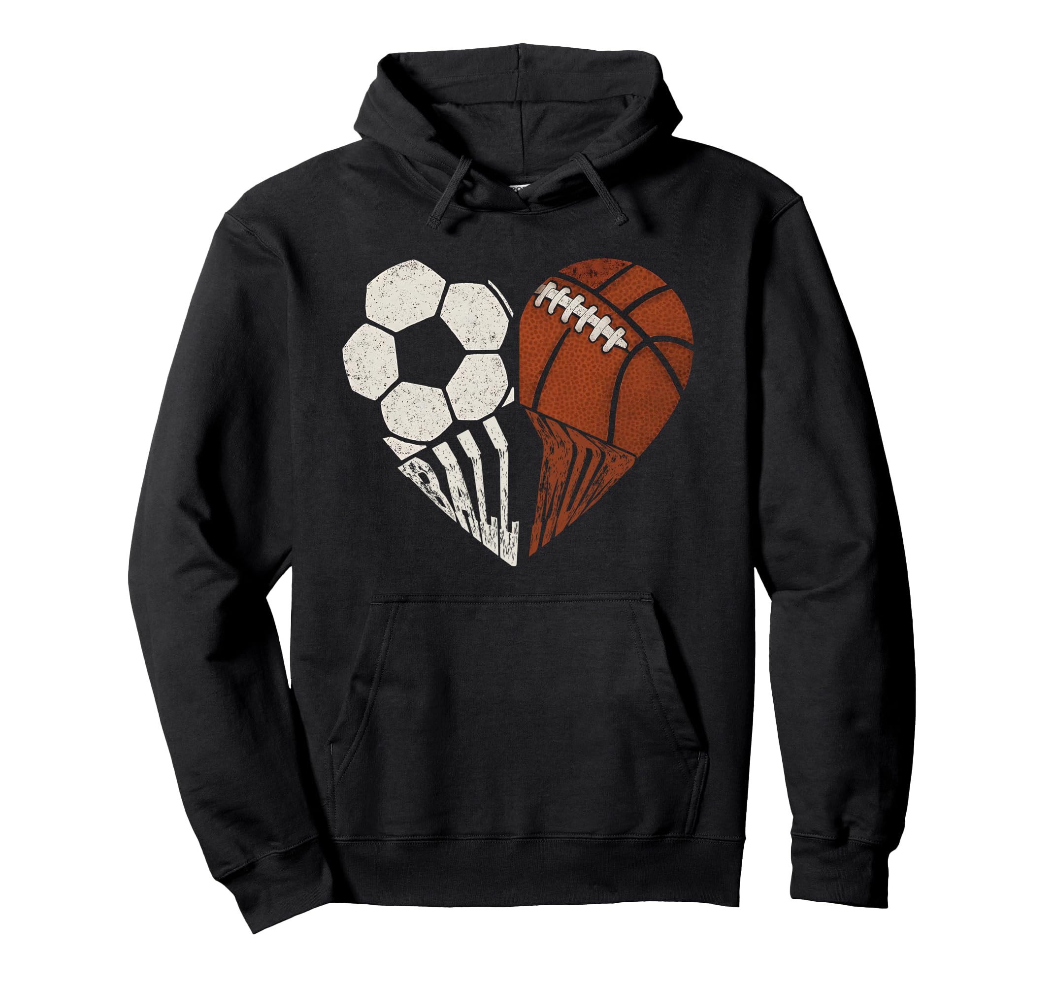 Mom Both Heart Soccer Baseball Sports Hoodie - Novelty Apparel for Adults