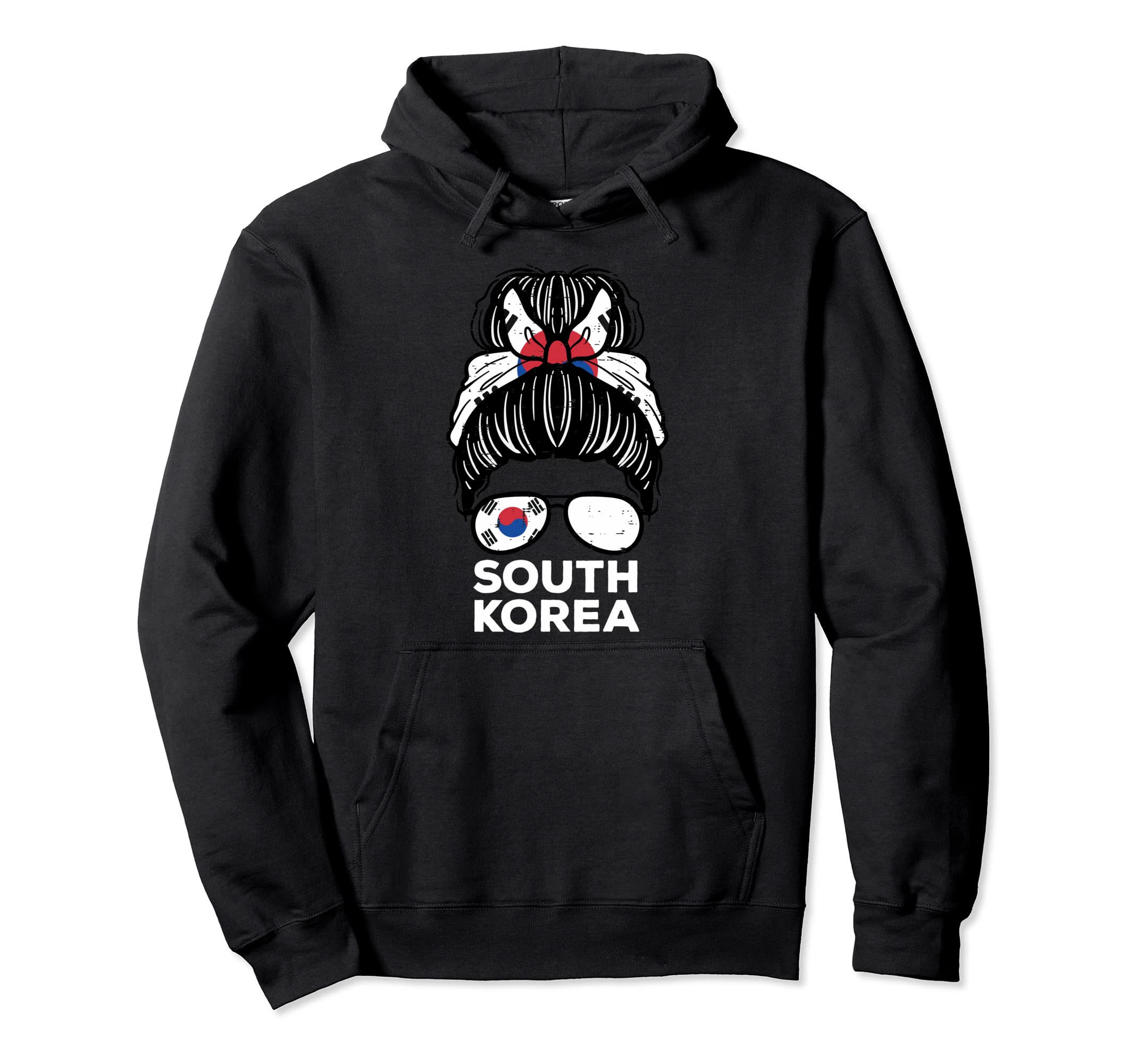 South Korea Flag Hairbun Football Soccer Fan Hoodie - Trendy Graphic Unisex