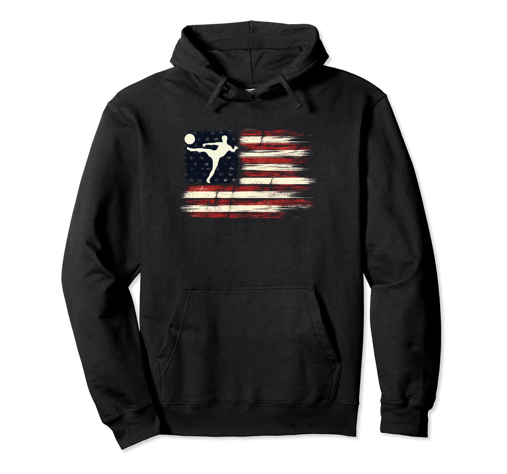 Distressed Flag Patriotic Mens Soccer Hoodie - Fun Novelty Design Unisex
