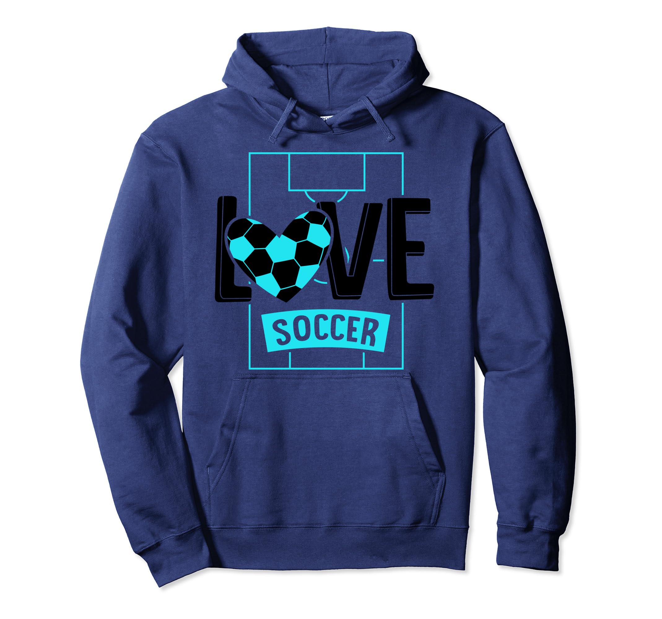 Love Soccer Funny Hearty Soccer Hoodie - Casual Everyday Wear Men Women