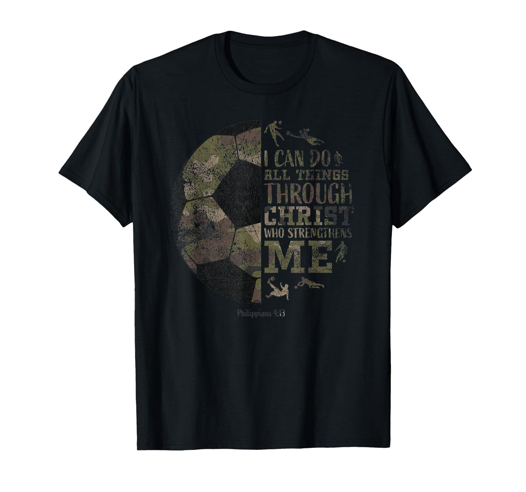 Christian Soccer Camo Faith Bible T-Shirt - Novelty Apparel for Adults