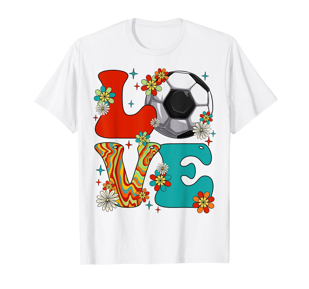 Groovy Hippie Love Soccer Player Lover T-Shirt - Custom Art Print Unisex