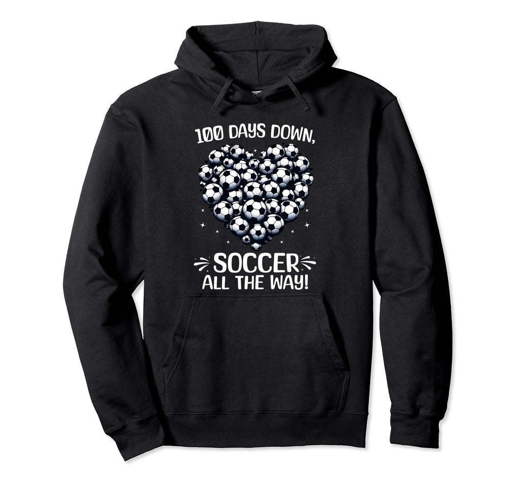 100 Days School Soccer Heart Love 100Th Hoodie - Graphic Print for Adults