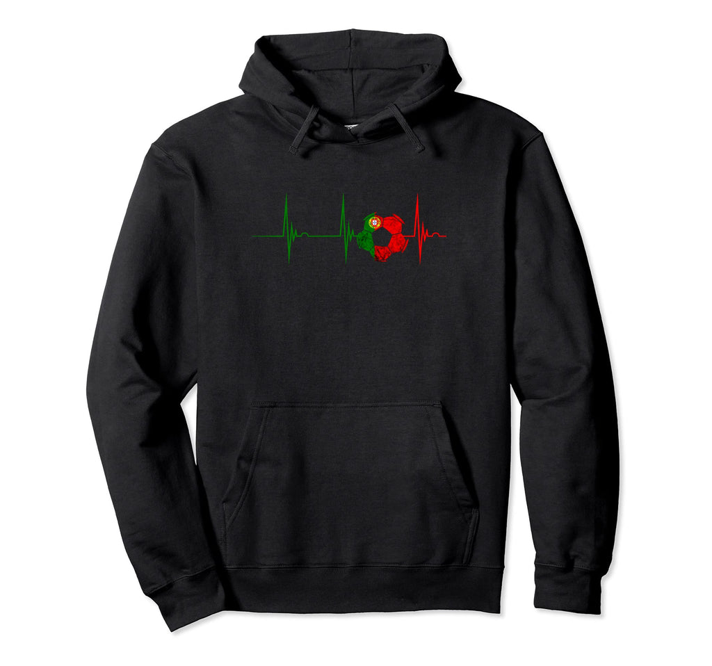 Futebol Portugal Soccer Heartbeat Ekg Pulse Hoodie - Unique Graphic Unisex