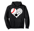 Baseball Volleyball Soccer Heart Hoodie - Casual Everyday Wear Unisex