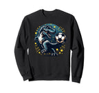 T Rex Dinosaur Soccer Player Kicking Sweatshirt - Aesthetic Graphic Unisex