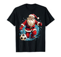 Santa Claus Soccer Football T-Shirt - Custom Art Print Unisex