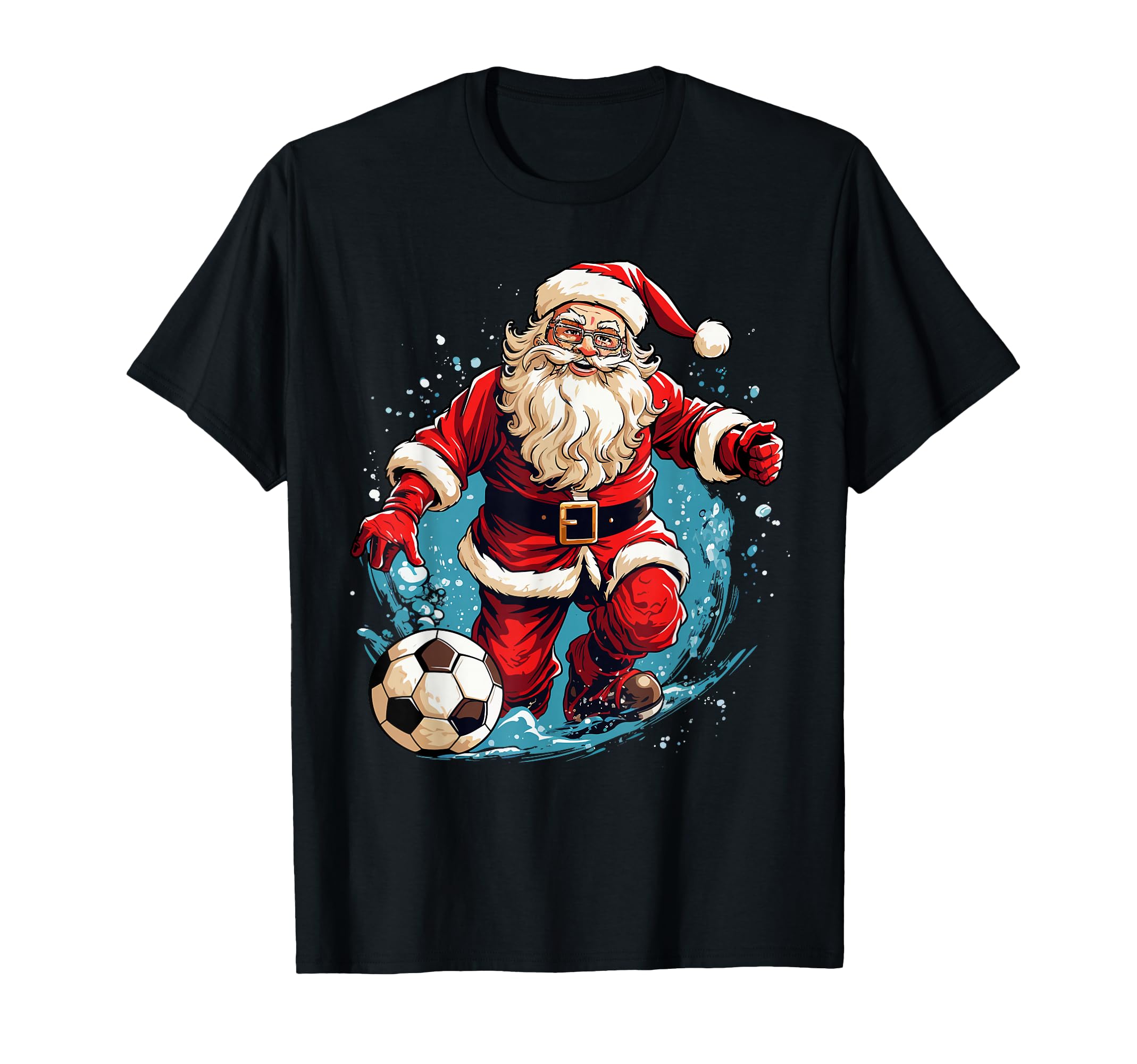 Santa Claus Soccer Football T-Shirt - Custom Art Print Unisex