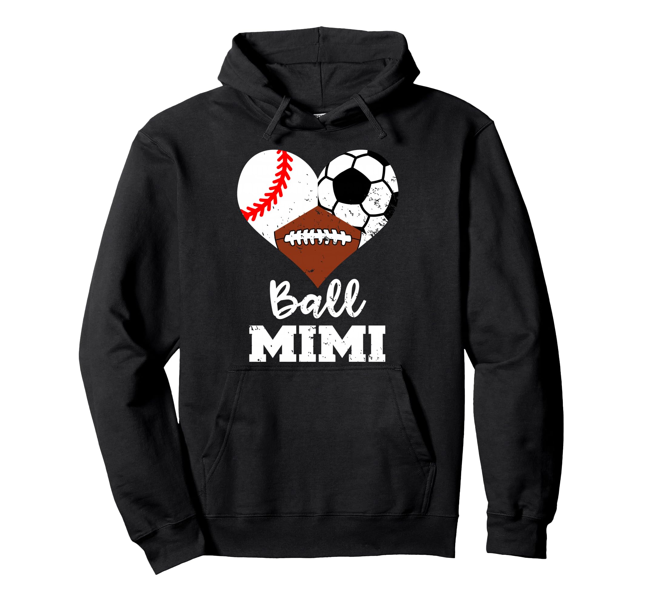 Ball Mimi Heart Funny Baseball Soccer Hoodie - Trendy Graphic for Adults