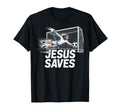 Soccer Goalie Goalkeeper Jesus Saves T-Shirt - Minimalist Print Unisex